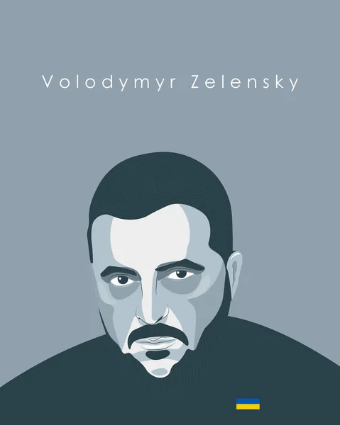 Vektör illüstrasyonu Volodymyr Zelensky, Ukrayna Başkanı. Poster tasarımı. Avrupa 'nın demokrasi lideri. Ukrayna 'da savaş. Portre.