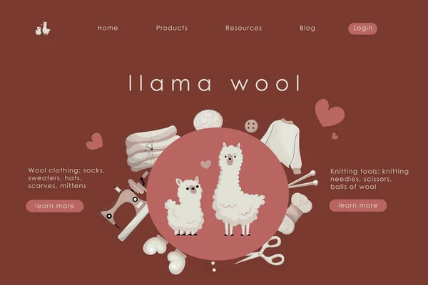 Vector Illustration Llama Wool Shop Isolated Vector Web Store Web — Stock Vector