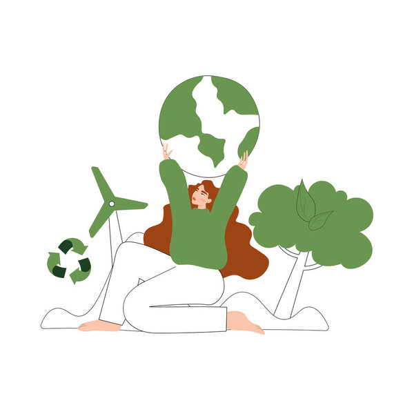 Векторная иллюстрация. Защита окружающей среды. экологическое разнообразие. День Земли. Спаси планету. Загрязнение окружающей среды Забота об окружающей среде. концептуальная иллюстрация. Изолированный вектор