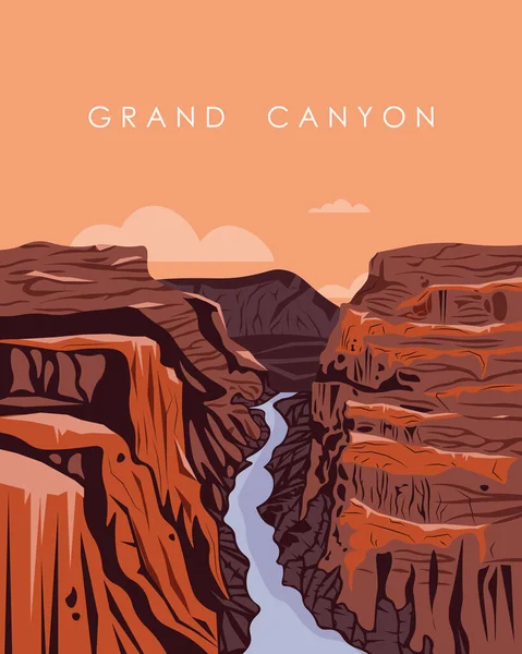 Векторна Ілюстрація Гранд Каньйон Арізона Сша Постер Подорожей Навколо Світу — стоковий вектор