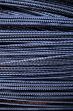 Steel wire in construction site, closeup of photo, industrial background