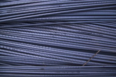 Steel wire in a construction site, close-up. Construction background