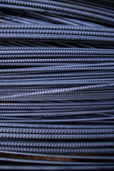 Steel wire in construction site, closeup of photo, industrial background