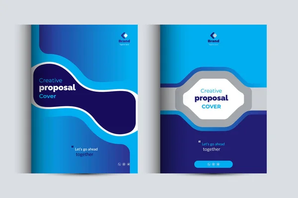 Templat Desain Sampul Katalog Proposal Bisnis Biru Mahir Untuk Projek - Stok Vektor