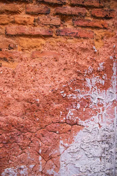 古い赤レンガの壁のテクスチャの背景 グラウンジセメント表面 — ストック写真