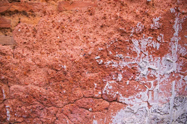 Régi Vörös Téglafal Textúra Háttér Grunge Cementfelület — Stock Fotó