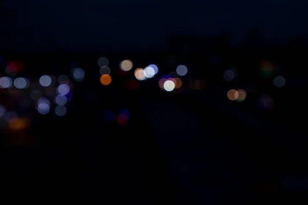 Bunte Defocus Abstrakte Bokeh Straßenlaternen Effekte Auf Der Nacht Schwarzen — Stockfoto