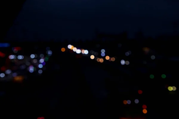 Defocus Colorido Abstract Bokeh Street Lights Effects Night Black Background — Fotografia de Stock