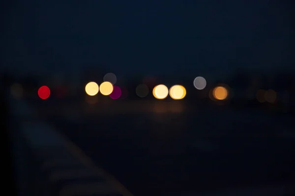 Night City Street Trafik Abstrakt Suddig Bokeh Ljus Bakgrund — Stockfoto