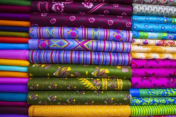 Variedad Artística Tono Sombra Textil Colores Impresos Telas Apiladas Por —  Fotos de Stock