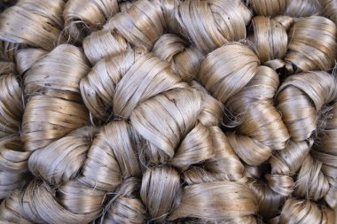 Kalın altın demet ham jüt fiber desen dokusu Arkaplan duvar kağıdı olarak kullanılabilir