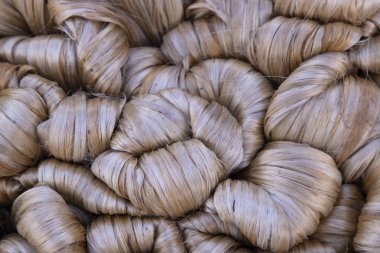 Kalın altın demet ham jüt fiber desen dokusu Arkaplan duvar kağıdı olarak kullanılabilir