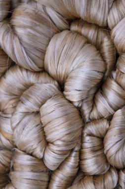 Kalın altın demet ham jüt fiber desen dokusu Arkaplan duvar kağıdı olarak kullanılabilir