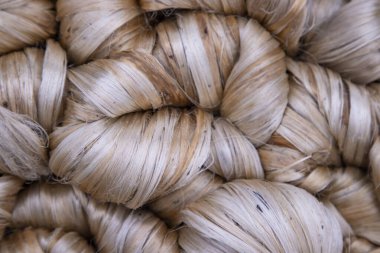 Kalın altın demet ham jüt fiber desen dokusu Arkaplan duvar kağıdı olarak kullanılabilir