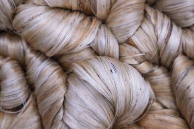 Kalın altın demet ham jüt fiber desen dokusu Arkaplan duvar kağıdı olarak kullanılabilir