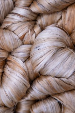 Kalın altın demet ham jüt fiber desen dokusu Arkaplan duvar kağıdı olarak kullanılabilir