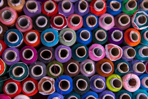 Multicolor Costura Fios Padrão Textura Pode Ser Usado Como Papel — Fotografia de Stock