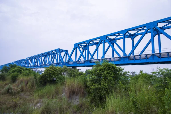Rail Bridge Πάνω Από Τον Ποταμό Arialkha Στο Μπαγκλαντές — Φωτογραφία Αρχείου