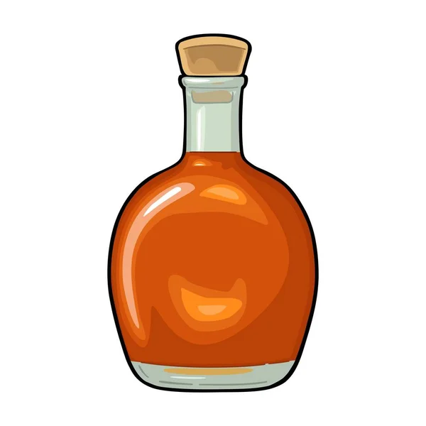 杯子和一瓶白兰地 用于标签 派对邀请函的彩色矢量插图 因白人背景而被隔离 — 图库矢量图片