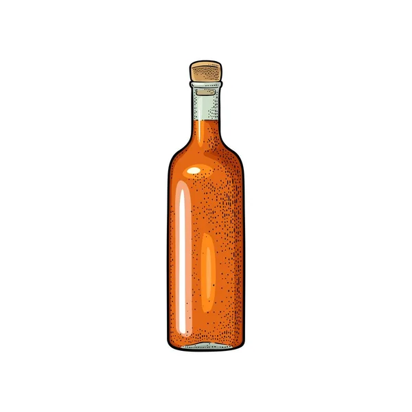 Butelkę Koniaku Kolor Vintage Grawerowanie Ilustracja Etykieta Plakat Web Zaproszenie — Wektor stockowy