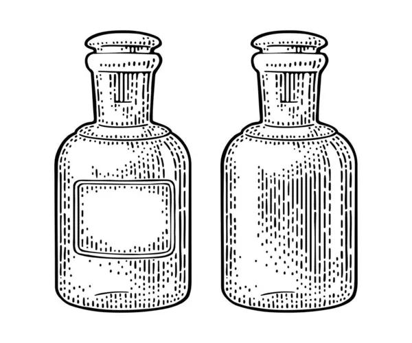 Bottiglia Con Senza Etichetta Artigianale Illustrazione Incisione Vettoriale Vintage Isolato — Vettoriale Stock