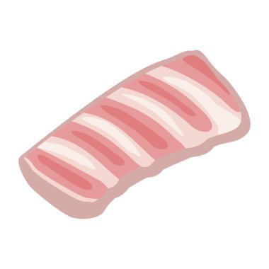 Kaburgalar çiğ. Vektör renk vektörü çizimi. Poster, menü, broşür ve web için beyaz arkaplanda izole edilmiş simge.