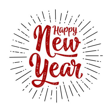 Mutlu yıllar el yazısı ve selamla birlikte el yazısı. Vektör vintage çizimi