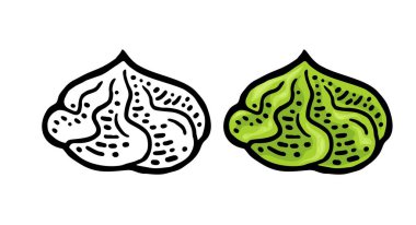 Wasabi. Yan görüş. Vector renk vintage oyma illüstrasyonu. Beyaz arkaplanda izole