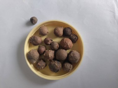 Beleric Myrobalan, Ink Not, Bahara, Beleric 'in kurumuş meyveleri. (Terminalia bellirica (Gaertn) Roxb.) Mülk ilacı ve triphala içeriği var.