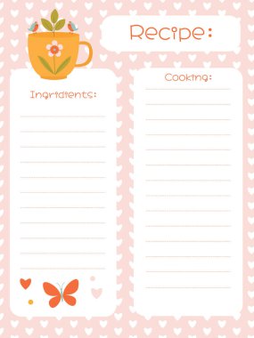 Tarifleri kalpleri olan hassas bir şekilde yazmak için şablon