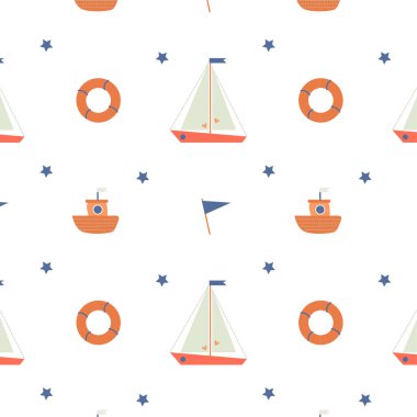 Gemisi olan şirin bir deniz motifi. 