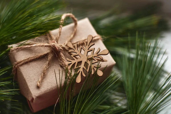 Οικολογική Χριστουγεννιάτικη Προετοιμασία Χριστούγεννα Και Καθόλου Απόβλητα Οικολογικά Δώρα Συσκευασίας — Φωτογραφία Αρχείου