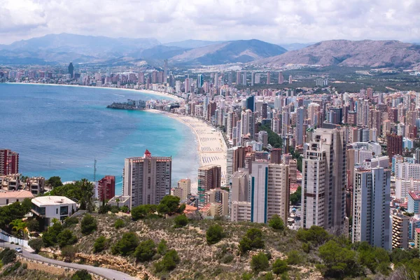 Benidorm Spanien Ovanifrån Staden Och Havet Högkvalitativt Foto — Stockfoto