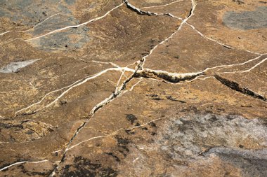 Açık renkli damarlı güzel Akdeniz graniti. Üst Manzara, kapat. Güneş ışığı. Yüksek kalite fotoğraf