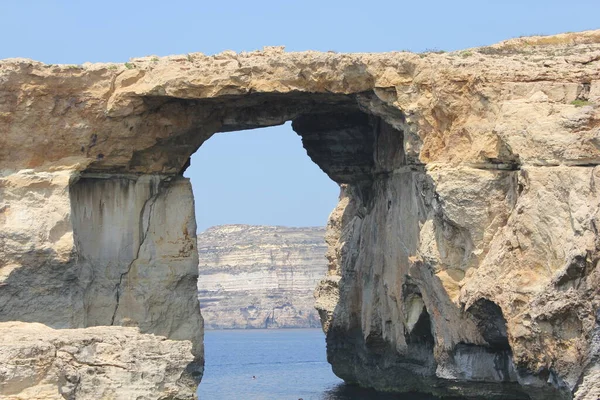 Janela Azul Malta Que Não Existe — Fotografia de Stock