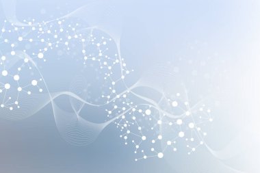 Modern soyut molekül yapısı bilim ya da tıbbi altyapı için. DNA sarmalı ya da atom görselleştirmesi. Moleküler dalga akışı soyut arkaplan. Vektör illüstrasyonu.