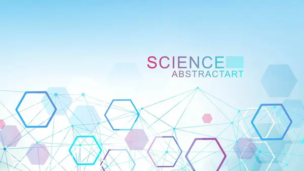 六角形の現代科学の背景 波の流れ抽象的な背景 科学のための分子構造 ベクターイラスト — ストックベクタ