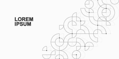 Bauhaus geometrik model arka planı. Başlık, web afişi, web sitesi, sunum için vektör modu soyut Bauhaus deseni.