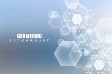 Modern sağlık hizmetleri soyut arka planı çizgiler, noktalar ve altıgenler. Tıbbi yenilik bayrağı şablon konsepti. Dalga akışı. Vektör illüstrasyonu