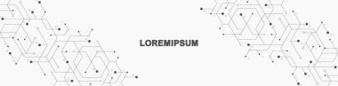 Sağlık hizmetleri, çizgiler, noktalar ve altıgenler içeren soyut bir arka plan. Tıbbi yenilik bayrağı şablon konsepti. Vektör illüstrasyonu