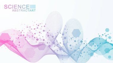 Soyut teknoloji arka plan çizgilerini ve noktaları altıgenlerle birleştiriyor. Modern altıgenler teknoloji konsept tasarım arka planı. Vektör illüstrasyonu