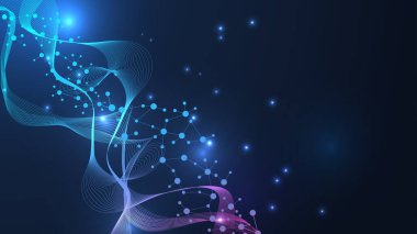 Genel ağ bağlantısı web sitesi başlığı veya başlık tasarımı. Noktaları ve çizgileri birleştiren soyut bir arkaplan. Küresel. Sosyal ağ iletişimi. İnternet teknolojisi. Vektör illüstrasyonu.