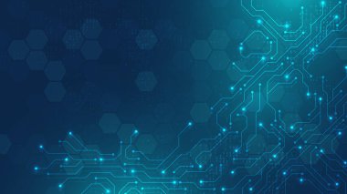 Devre kartı dijital soyut arkaplan. Anakart teknoloji doku tasarımı. Yapay zeka yarı iletken ve bilgisayar işlemcisi teknoloji bg 'de. Vektör illüstrasyonu.