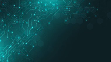 Devre kartı dijital soyut arkaplan. Anakart teknoloji doku tasarımı. Yapay zeka yarı iletken ve bilgisayar işlemcisi teknoloji bg 'de. Vektör illüstrasyonu.