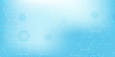 Altıgen soyut arkaplan. Büyük Veri Görselleştirme. Genel ağ bağlantısı. Tıp, teknoloji, bilim geçmişi. Vektör illüstrasyonu