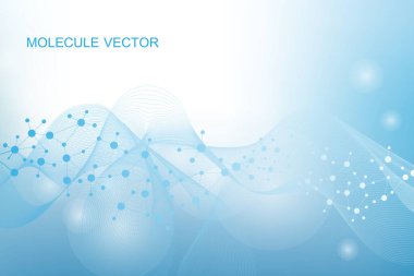 Yapısı molekül ve iletişim. DNA, atom, nöronlar. Bilimsel kavram tasarımınız için. Bağlantılı çizgilerin noktalı. Tıp, teknoloji, kimya, Fen arka plan vektör çizim