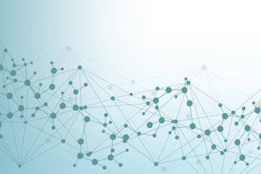 Yapı molekülü ve iletişim DNA, atom, nöronlar. Tasarımın için bilim konsepti. Noktalarla birleştirilmiş çizgiler. Tıp, teknoloji, kimya, bilim geçmişi. resimleme