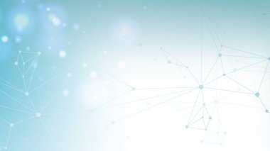 Genel ağ bağlantısı web sitesi başlığı veya başlık tasarımı. Noktaları ve çizgileri birleştiren soyut bir arkaplan. Küresel. Sosyal ağ iletişimi. İnternet teknolojisi. Vektör illüstrasyonu.