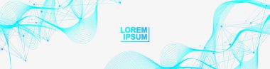 Genel ağ bağlantısı web sitesi başlığı veya başlık tasarımı. Noktaları ve çizgileri birleştiren soyut bir arkaplan. Küresel. Sosyal ağ iletişimi. İnternet teknolojisi. Vektör illüstrasyonu.