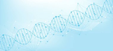 Modern soyut molekül yapısı bilim ya da tıbbi altyapı için. DNA sarmalı ya da atom görselleştirmesi. Moleküler dalga akışı soyut arkaplan. Vektör illüstrasyonu.